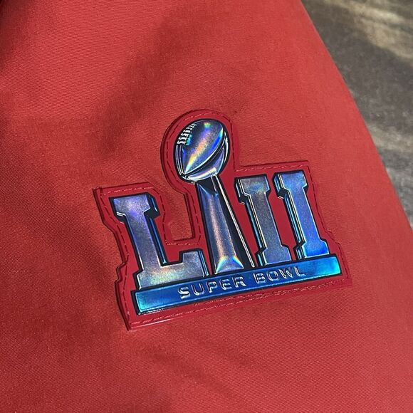 Official Licensed Super Bowl LII Security Puffer Down Jacket Red Mens Size XL - Picture 3 of 13